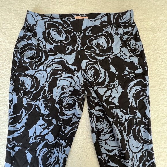 Chico's Black Label Blue Rose Floral Pants Statement Chic Art Print Sz 16 NWT - Picture 2 of 10
